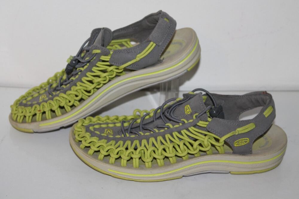 KEEN Uneek Two Cord Sandals Womens 7.5, Gray Lime, Outdoor, Trekking